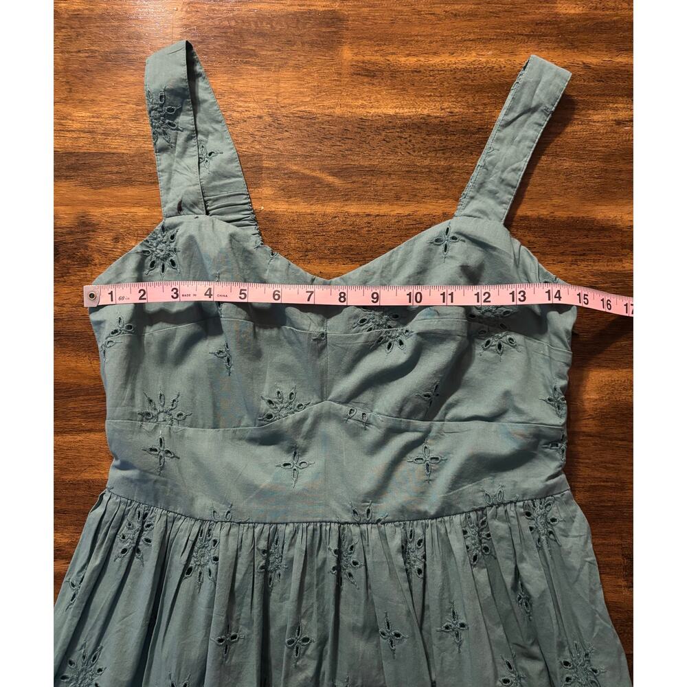 J Crew Women's 6 Midi Dress Eyelet Sleeveless 100% Cotton Fit Flare Sundress - Picture 9 of 13